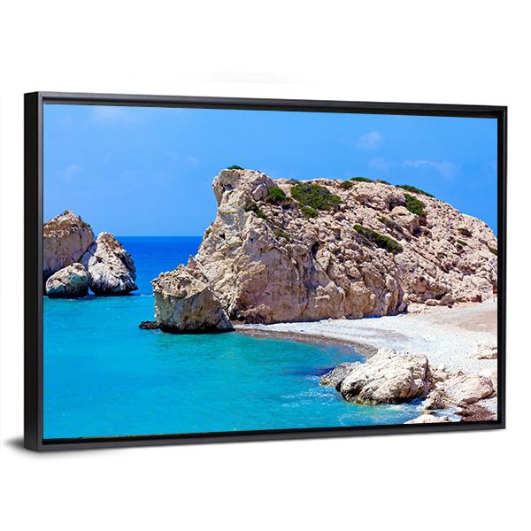 Rocks Of Aphrodite In Paphos Canvas Wall Art-3 Horizontal-Gallery Wrap-25" x 16"-Tiaracle
