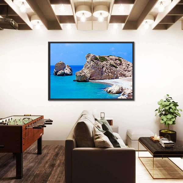 Rocks Of Aphrodite In Paphos Canvas Wall Art-3 Horizontal-Gallery Wrap-25" x 16"-Tiaracle