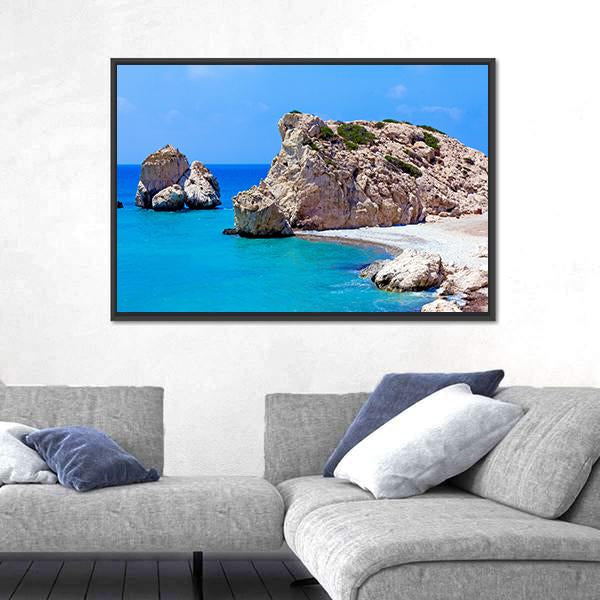 Rocks Of Aphrodite In Paphos Canvas Wall Art-3 Horizontal-Gallery Wrap-25" x 16"-Tiaracle