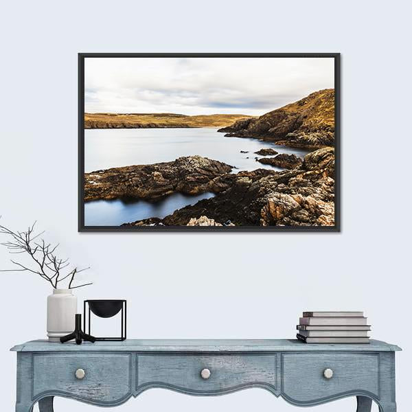 Rocks On Coast At Farr Bay Beach Canvas Wall Art-1 Piece-Floating Frame-24" x 16"-Tiaracle