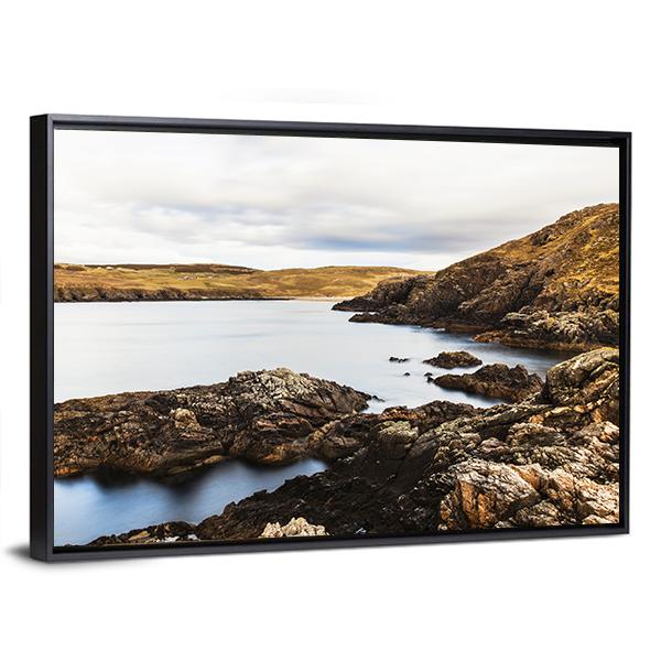 Rocks On Coast At Farr Bay Beach Canvas Wall Art-3 Horizontal-Gallery Wrap-25" x 16"-Tiaracle