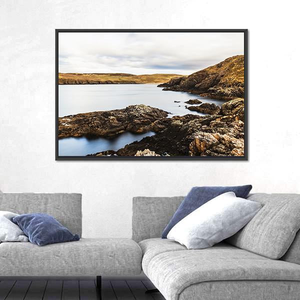 Rocks On Coast At Farr Bay Beach Canvas Wall Art-3 Horizontal-Gallery Wrap-25" x 16"-Tiaracle