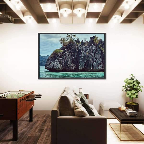 Rocky Bay Of Philippine Islands Canvas Wall Art-1 Piece-Floating Frame-24" x 16"-Tiaracle