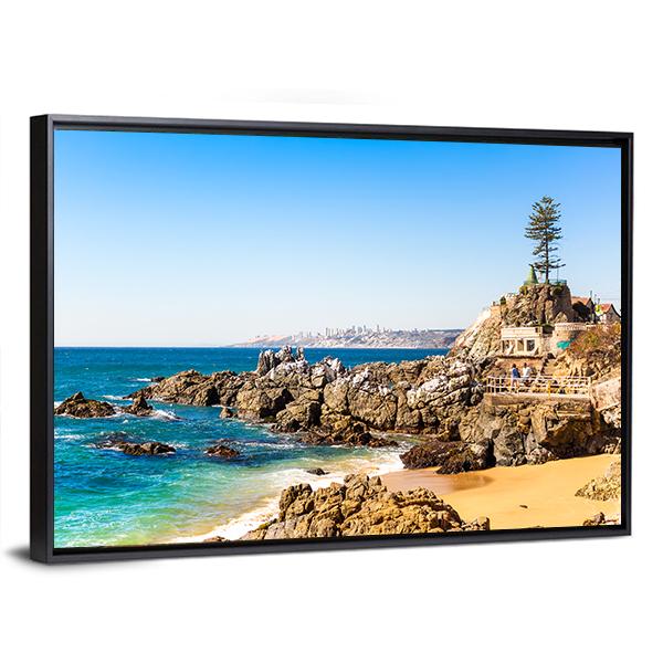 Rocky Beach On Summer Day Canvas Wall Art-3 Horizontal-Gallery Wrap-25" x 16"-Tiaracle