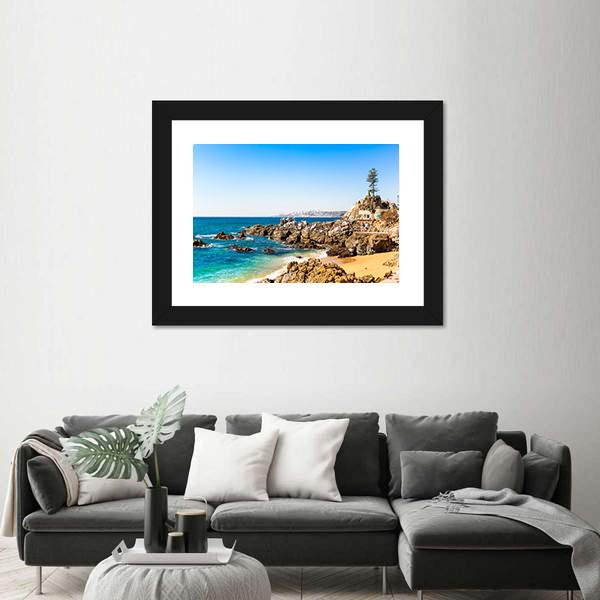 Rocky Beach On Summer Day Canvas Wall Art-3 Horizontal-Gallery Wrap-25" x 16"-Tiaracle