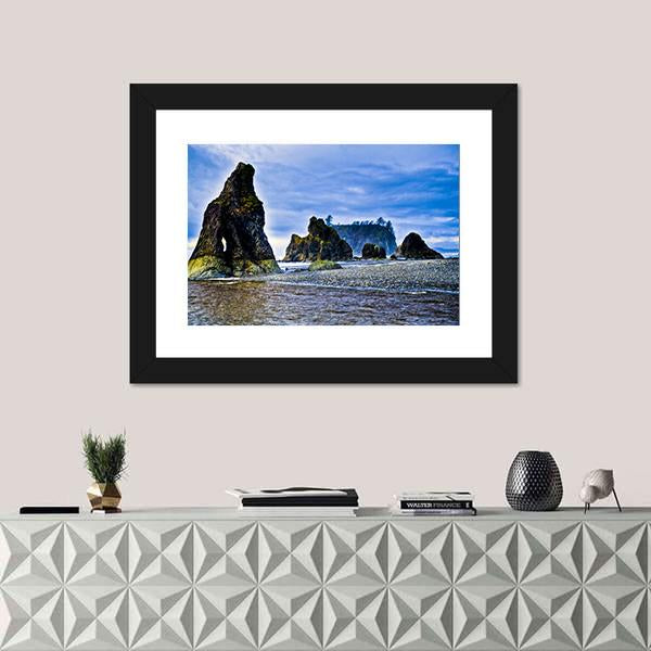 Rocky Coast Of Ruby Beach Canvas Wall Art-1 Piece-Framed Print-20" x 16"-Tiaracle