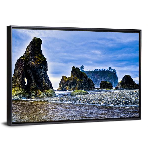 Rocky Coast Of Ruby Beach Canvas Wall Art-3 Horizontal-Gallery Wrap-25" x 16"-Tiaracle