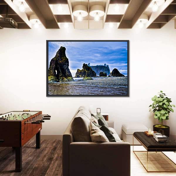 Rocky Coast Of Ruby Beach Canvas Wall Art-3 Horizontal-Gallery Wrap-25" x 16"-Tiaracle