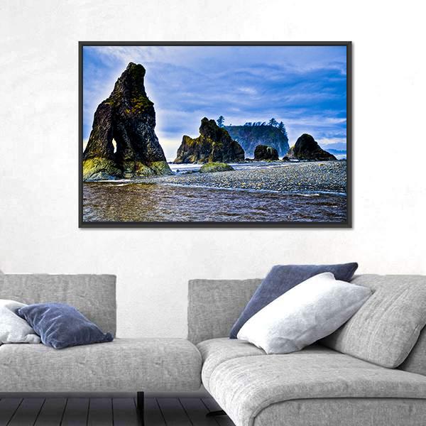 Rocky Coast Of Ruby Beach Canvas Wall Art-3 Horizontal-Gallery Wrap-25" x 16"-Tiaracle