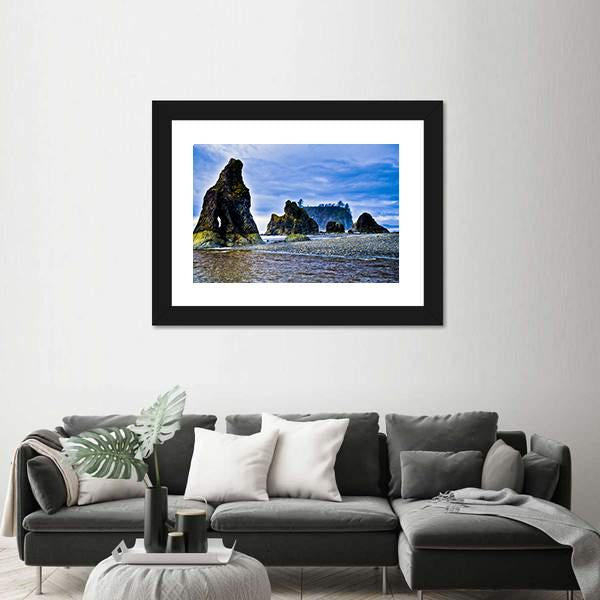 Rocky Coast Of Ruby Beach Canvas Wall Art-3 Horizontal-Gallery Wrap-25" x 16"-Tiaracle