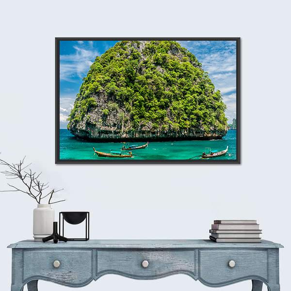 Rocky Island In Thailand Canvas Wall Art-5 Horizontal-Gallery Wrap-22" x 12"-Tiaracle
