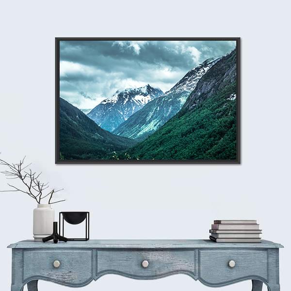Rocky Mountains On Alaska British Columbia Border Canvas Wall Art-1 Piece-Floating Frame-24" x 16"-Tiaracle