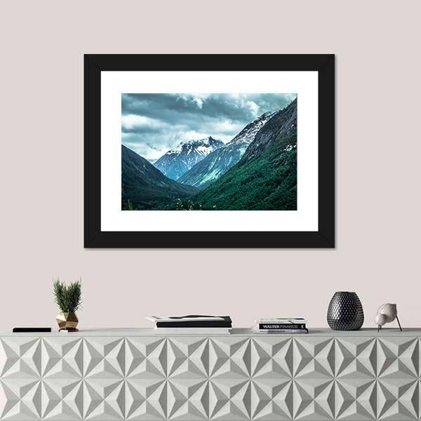 Rocky Mountains On Alaska British Columbia Border Canvas Wall Art-1 Piece-Framed Print-20" x 16"-Tiaracle