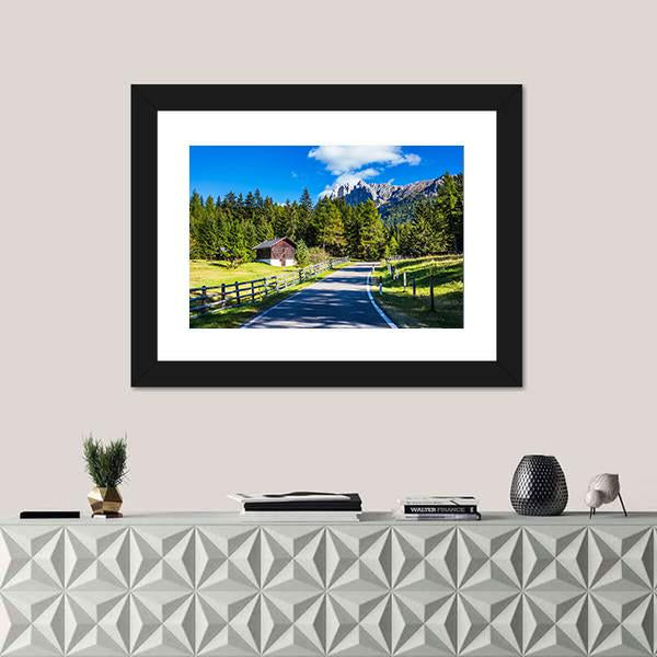 Rocky Peaks And Forested Mountains Canvas Wall Art-1 Piece-Framed Print-20" x 16"-Tiaracle