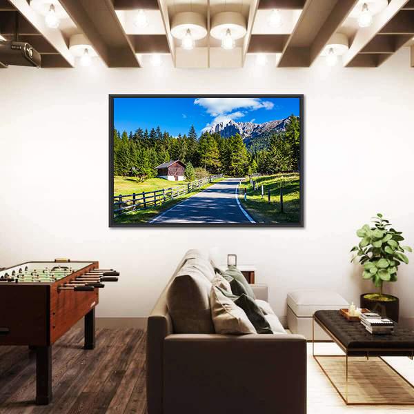 Rocky Peaks And Forested Mountains Canvas Wall Art-3 Horizontal-Gallery Wrap-25" x 16"-Tiaracle