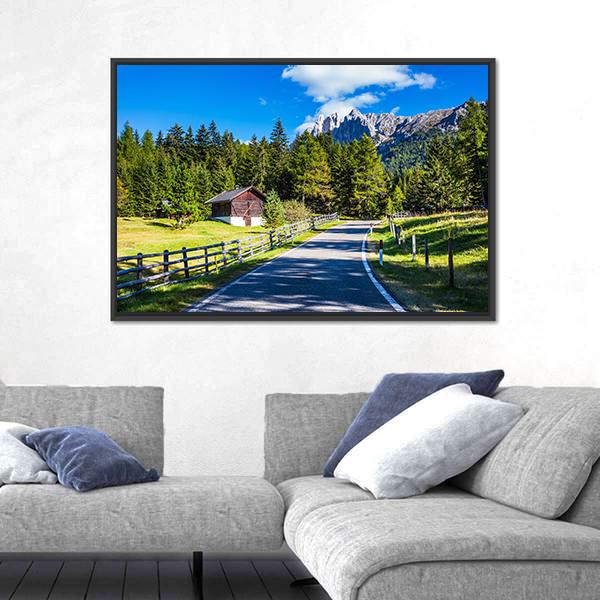 Rocky Peaks And Forested Mountains Canvas Wall Art-3 Horizontal-Gallery Wrap-25" x 16"-Tiaracle