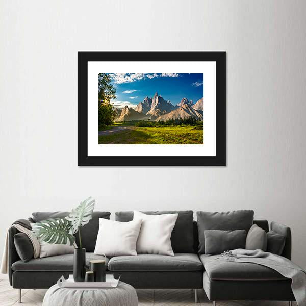 Rocky Peaks At Sunset Canvas Wall Art-5 Horizontal-Gallery Wrap-22" x 12"-Tiaracle