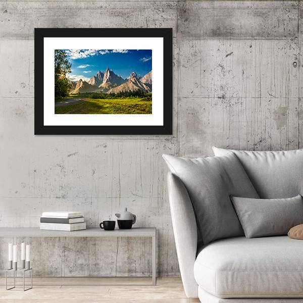 Rocky Peaks At Sunset Canvas Wall Art-5 Horizontal-Gallery Wrap-22" x 12"-Tiaracle