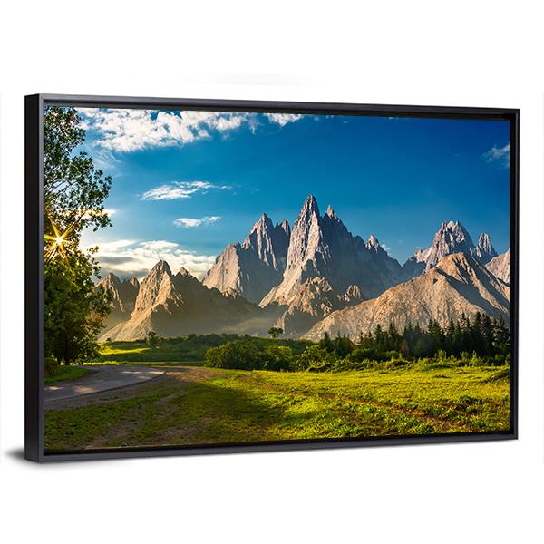 Rocky Peaks At Sunset Canvas Wall Art-5 Horizontal-Gallery Wrap-22" x 12"-Tiaracle