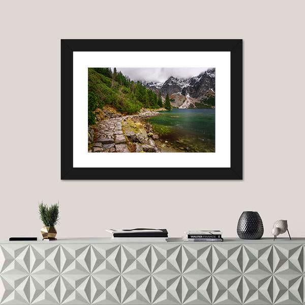 Rocky Road Along Shore Canvas Wall Art-1 Piece-Framed Print-30" x 20"-Tiaracle