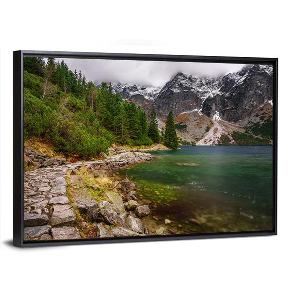 Rocky Road Along Shore Canvas Wall Art-3 Horizontal-Gallery Wrap-25" x 16"-Tiaracle