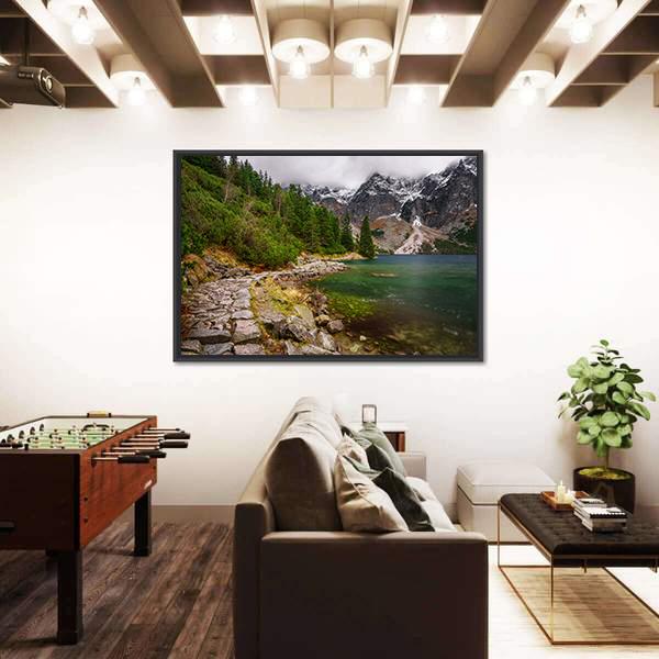 Rocky Road Along Shore Canvas Wall Art-3 Horizontal-Gallery Wrap-25" x 16"-Tiaracle