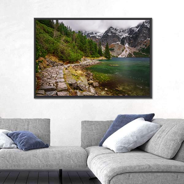 Rocky Road Along Shore Canvas Wall Art-3 Horizontal-Gallery Wrap-25" x 16"-Tiaracle