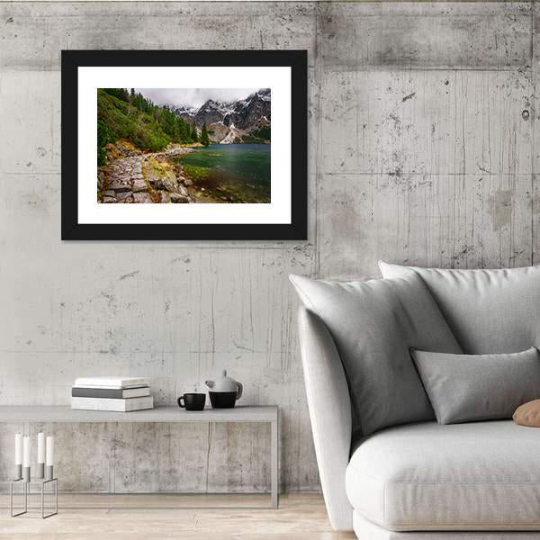 Rocky Road Along Shore Canvas Wall Art-3 Horizontal-Gallery Wrap-25" x 16"-Tiaracle
