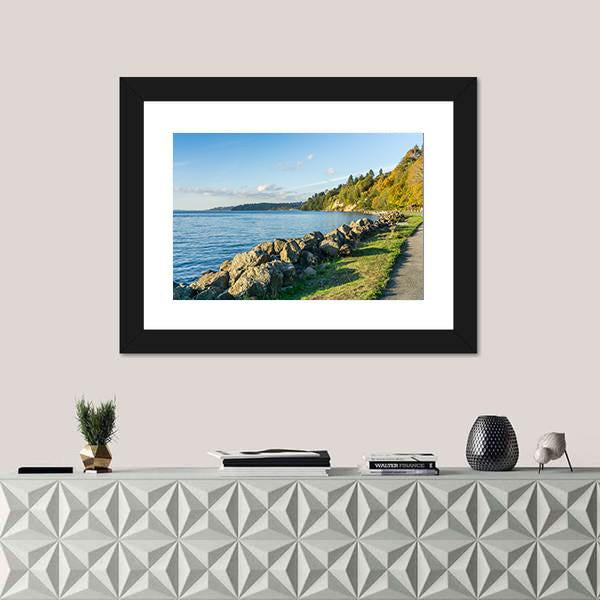 Rocky Shoreline At Saltwater State Park In The Autumn Canvas Wall Art-1 Piece-Framed Print-20" x 16"-Tiaracle