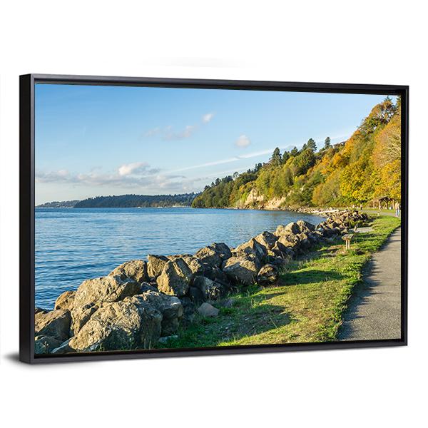 Rocky Shoreline At Saltwater State Park In The Autumn Canvas Wall Art-3 Horizontal-Gallery Wrap-25" x 16"-Tiaracle