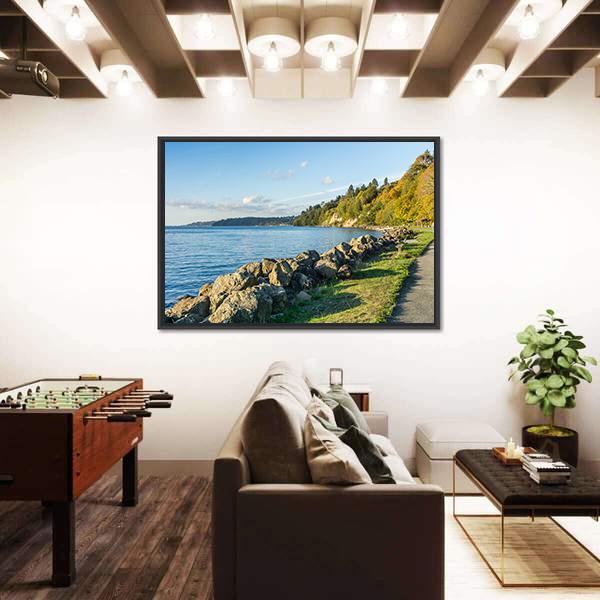 Rocky Shoreline At Saltwater State Park In The Autumn Canvas Wall Art-3 Horizontal-Gallery Wrap-25" x 16"-Tiaracle