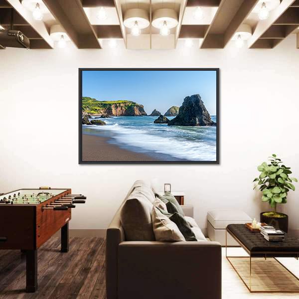 Rodeo Beach In California Canvas Wall Art-1 Piece-Floating Frame-36" x 24"-Tiaracle