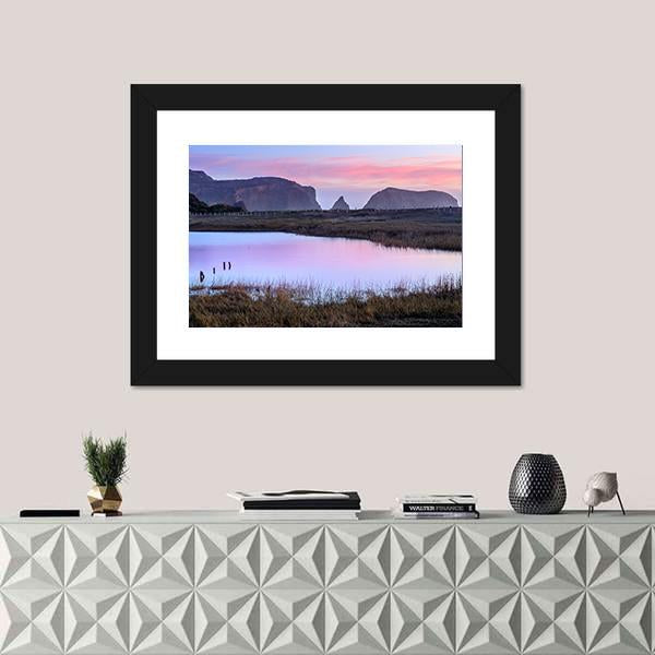 Rodeo Lagoon In Dusk Colors Canvas Wall Art-1 Piece-Framed Print-20" x 16"-Tiaracle