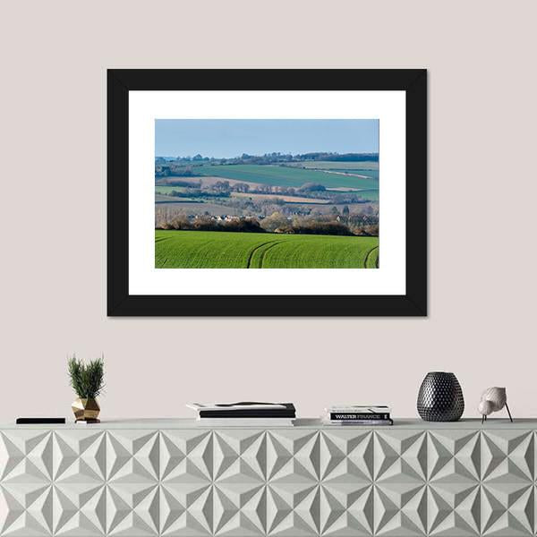 Rolling Oxfordshire Countryside Canvas Wall Art-1 Piece-Framed Print-20" x 16"-Tiaracle