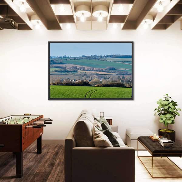 Rolling Oxfordshire Countryside Canvas Wall Art-3 Horizontal-Gallery Wrap-25" x 16"-Tiaracle