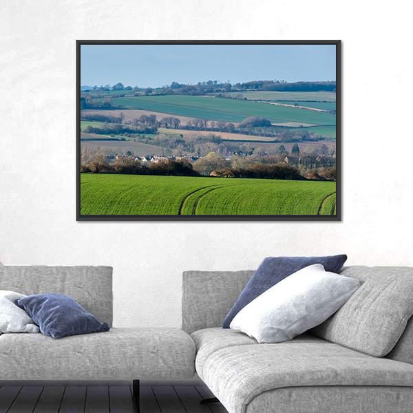 Rolling Oxfordshire Countryside Canvas Wall Art-3 Horizontal-Gallery Wrap-25" x 16"-Tiaracle