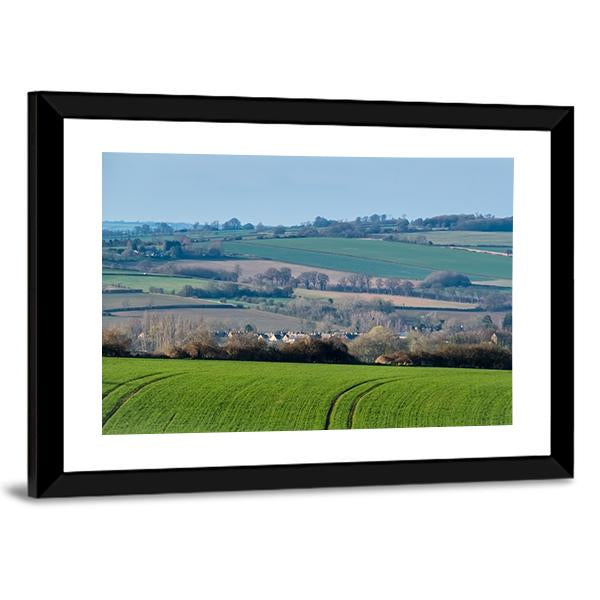 Rolling Oxfordshire Countryside Canvas Wall Art-3 Horizontal-Gallery Wrap-25" x 16"-Tiaracle