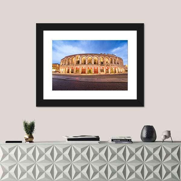 Roman Arena In Verona Italy Canvas Wall Art-1 Piece-Framed Print-20" x 16"-Tiaracle