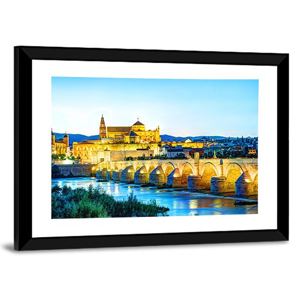 Roman Bridge And Guadalquivir River Canvas Wall Art-3 Horizontal-Gallery Wrap-25" x 16"-Tiaracle