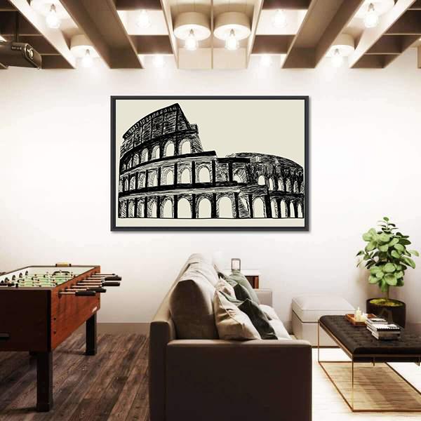 Roman Coliseum Canvas Wall Art-1 Piece-Floating Frame-24" x 16"-Tiaracle