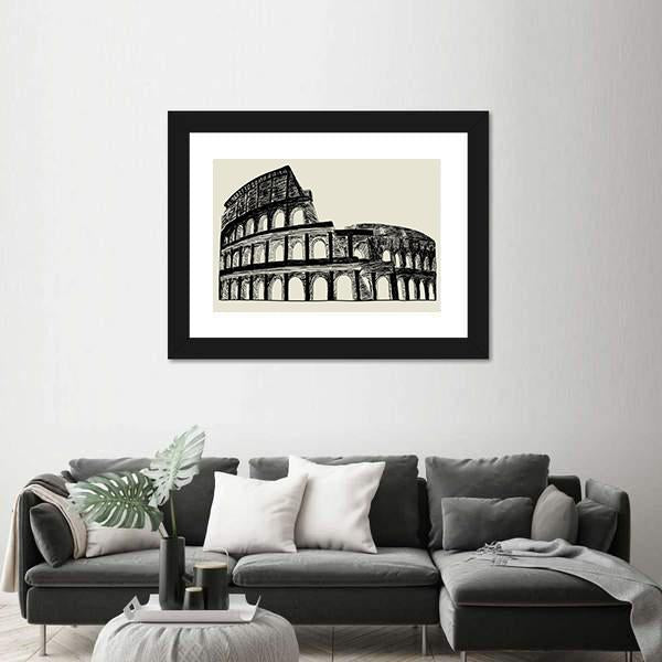 Roman Coliseum Canvas Wall Art-1 Piece-Framed Print-20" x 16"-Tiaracle