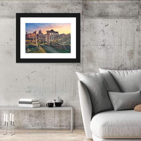 Roman Forum In Rome During Sunrise Canvas Wall Art-5 Horizontal-Gallery Wrap-22" x 12"-Tiaracle
