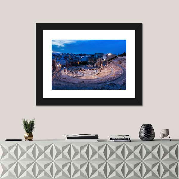 Roman Theatre In Cartagena Canvas Wall Art-1 Piece-Framed Print-42" x 14"-Tiaracle