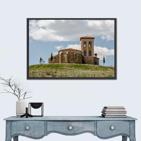 Romanesque Hermitage Of San Cristobal In Spain Canvas Wall Art-1 Piece-Floating Frame-24" x 16"-Tiaracle