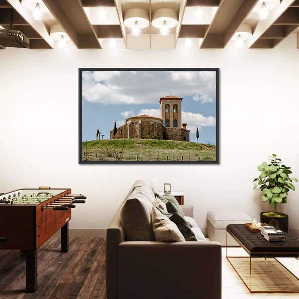 Romanesque Hermitage Of San Cristobal In Spain Canvas Wall Art-1 Piece-Floating Frame-36" x 24"-Tiaracle