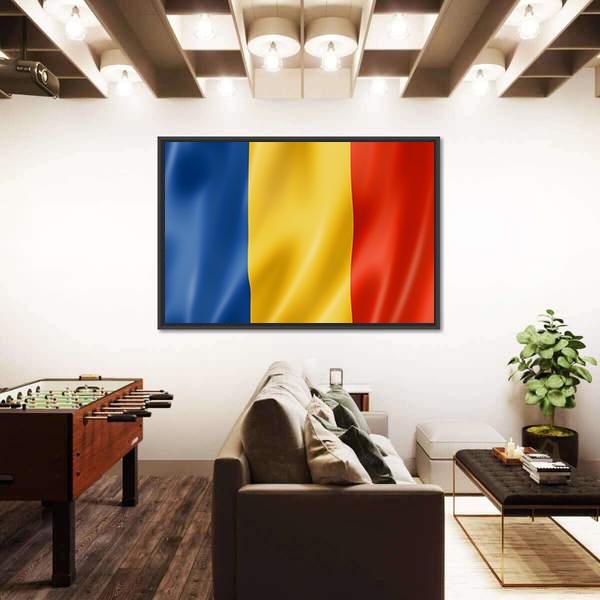 Romania Flag Canvas Wall Art-1 Piece-Floating Frame-24" x 16"-Tiaracle