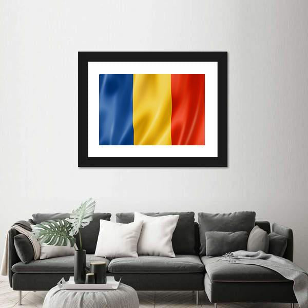Romania Flag Canvas Wall Art-1 Piece-Framed Print-20" x 16"-Tiaracle