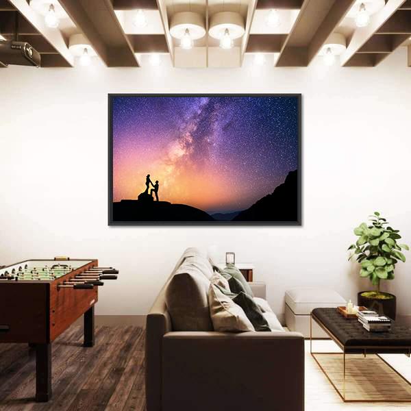 Romantic Couple Holding Hands In The Mountains Canvas Wall Art-3 Horizontal-Gallery Wrap-25" x 16"-Tiaracle