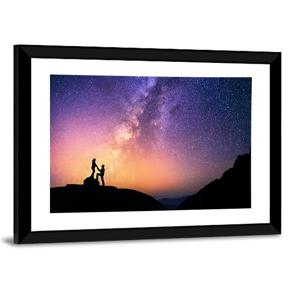Romantic Couple Holding Hands In The Mountains Canvas Wall Art-3 Horizontal-Gallery Wrap-25" x 16"-Tiaracle