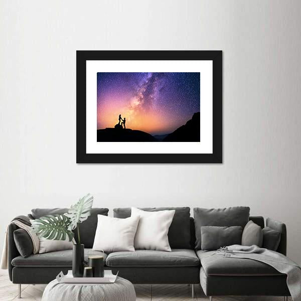 Romantic Couple Holding Hands In The Mountains Canvas Wall Art-3 Horizontal-Gallery Wrap-25" x 16"-Tiaracle